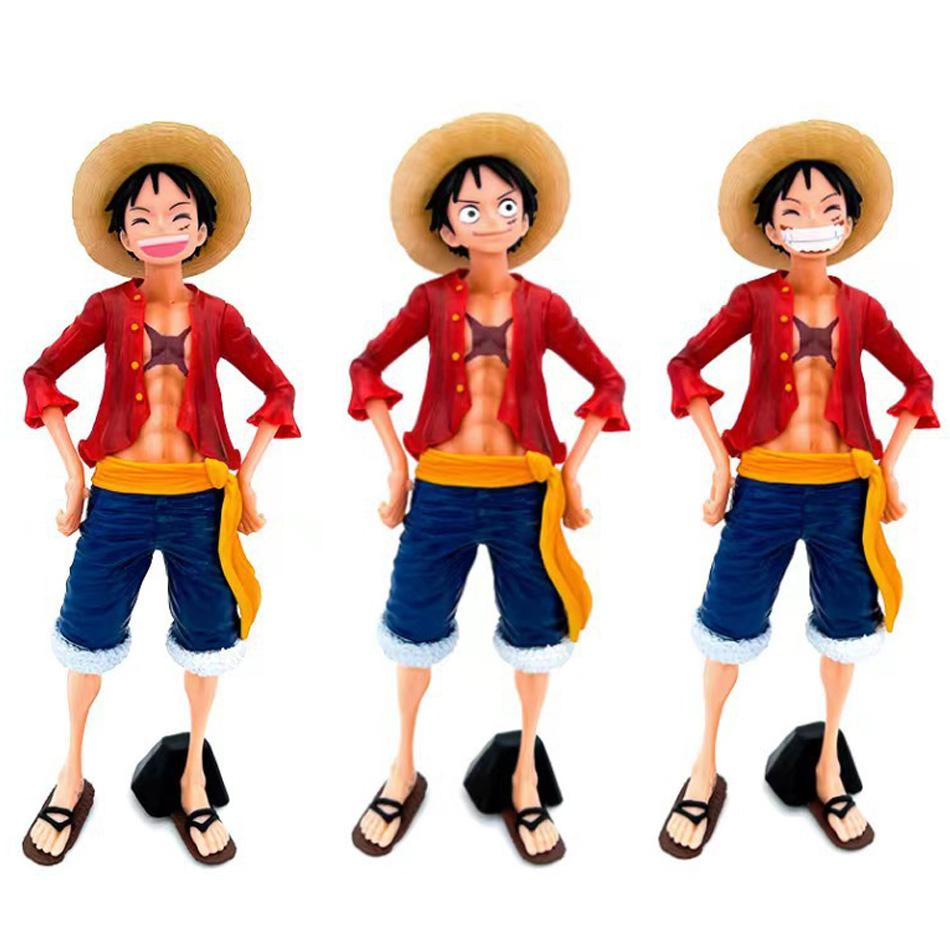 28cm One Piece Anime Figur Selbstbewusst Lachend Luffy Drei Formen Gesichtswechsel Action Figur Puppe PVC Modell Spielzeug Sammlung Geschenke