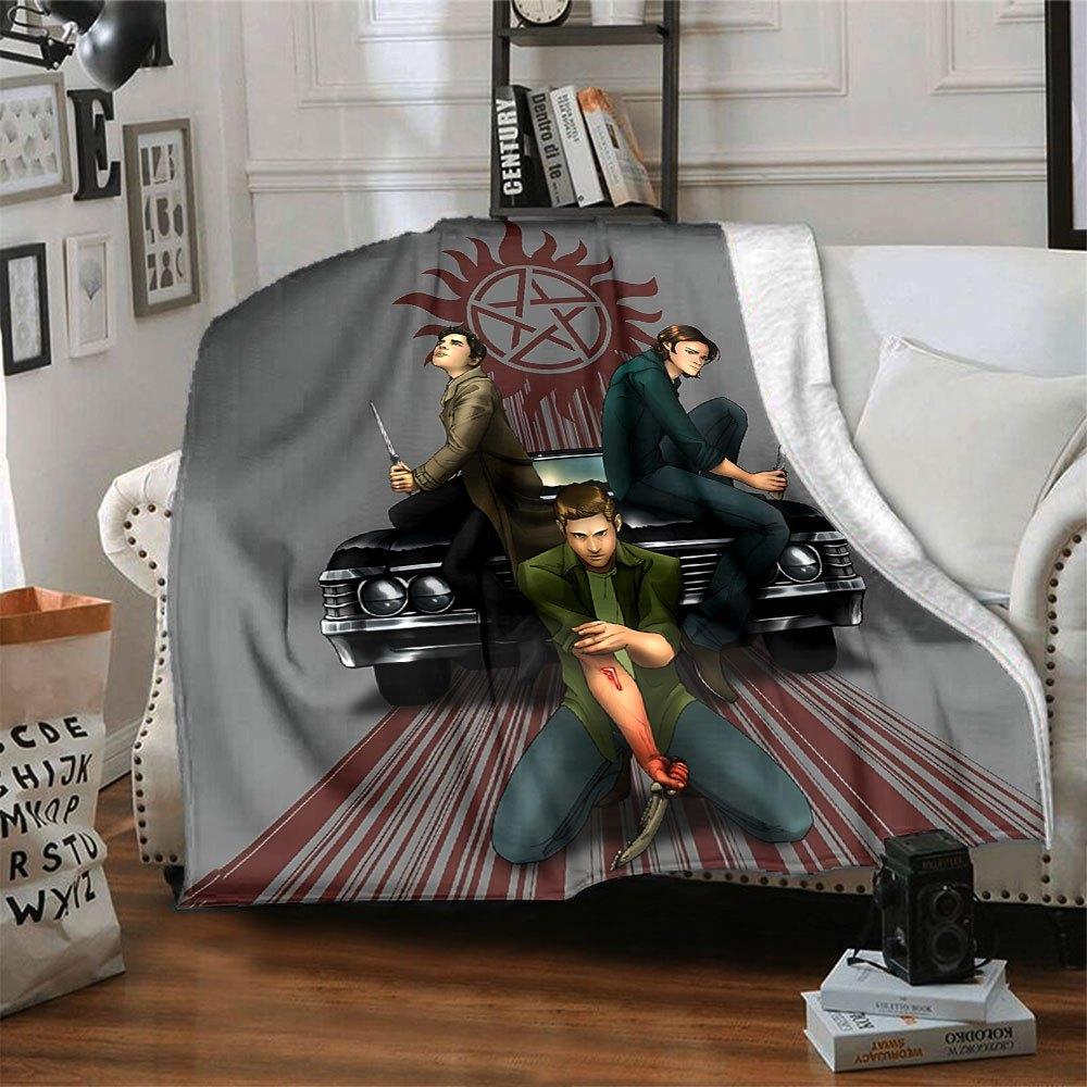 1pc Supernatural 9 Blanket Soft Warm Throw for Home, Office, Travel All Season Cozy Bedding Gift, Office Cozy AccessoryB