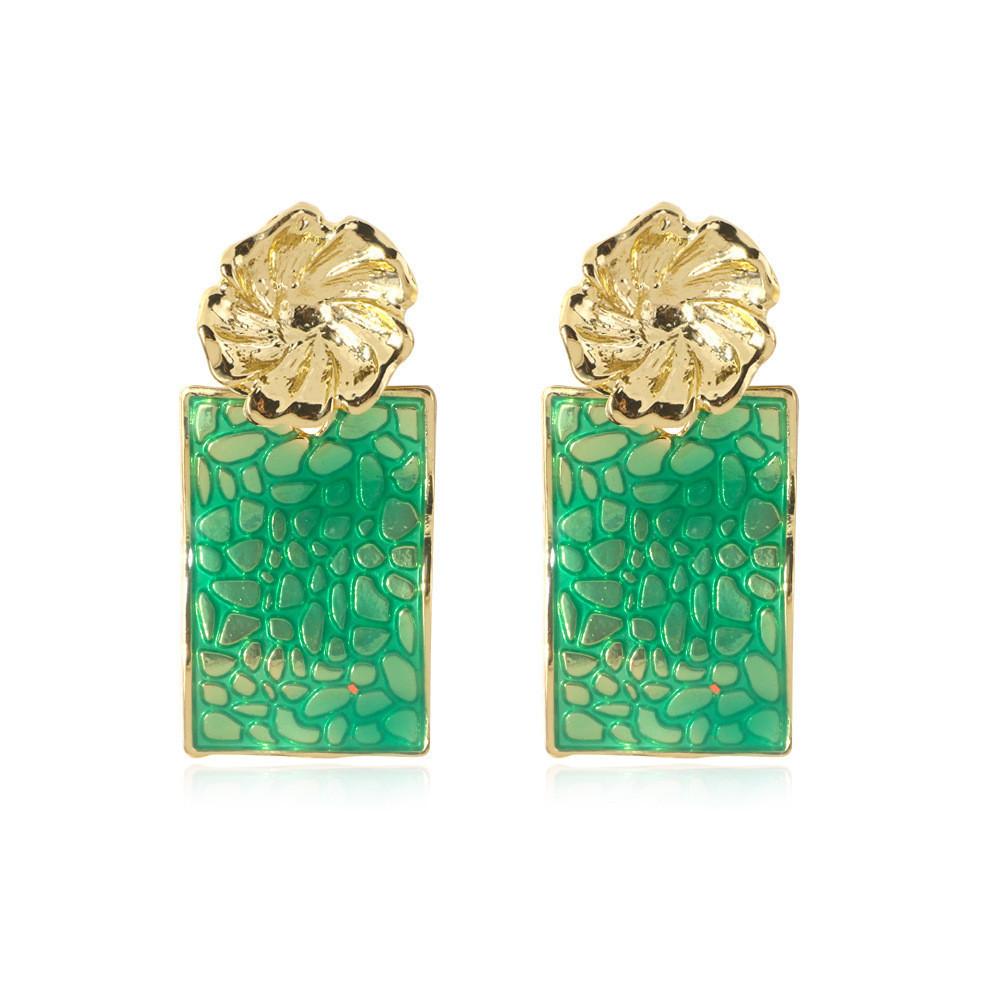 Flower Trendy Alloy Earrings Multicolor Rectangular Fashion For Women 2021