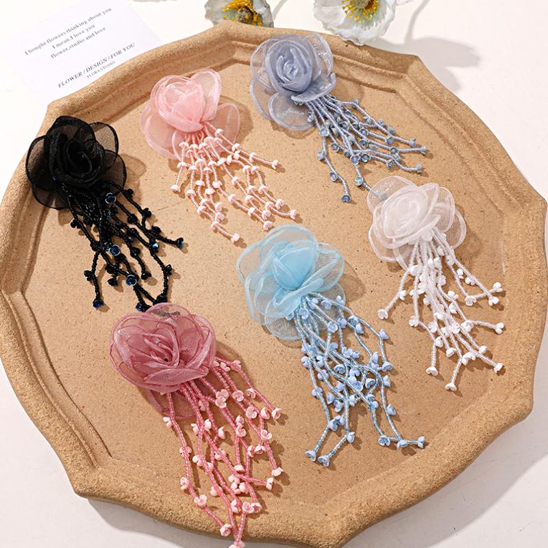 1 Stück Blumendekoration Fairyism Quaste Zarte Netzblume Handgefertigt DIY Satte Farben Bekleidungszubehör Haarschmuck
