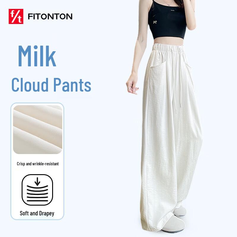 

FitonTon Women s Cloud Milk Fluff Loose Wide-Leg Casual Pants XL