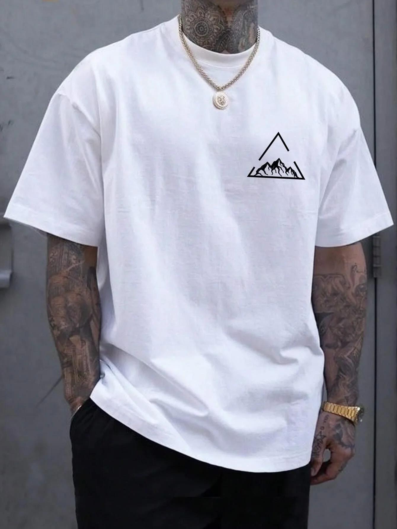 

Geometric Mountain Print Short Sleeve T-Shirt For Summer Unisex Unisex Casual Fashion Unisex Short Sleeve Trend Streetwear Tops 4XL