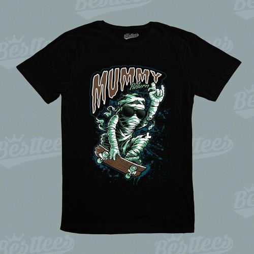 UNISEX Kids Adults Halloween Mummy Skating Skate Die Skateboard Skater T-Shirt S разноцветный