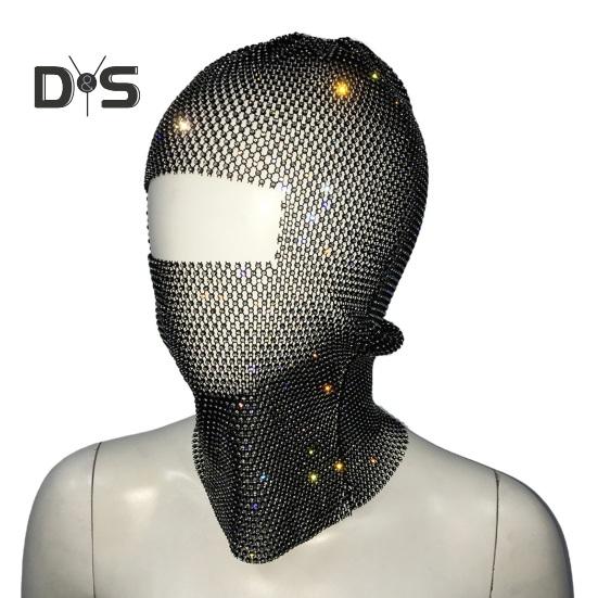 

Головной убор с отделкой стразами, ажурный сетчатый дизайн, защита от солнца, открывающая глаза, для выступлений и фестивалей, повязка на голову чёрный