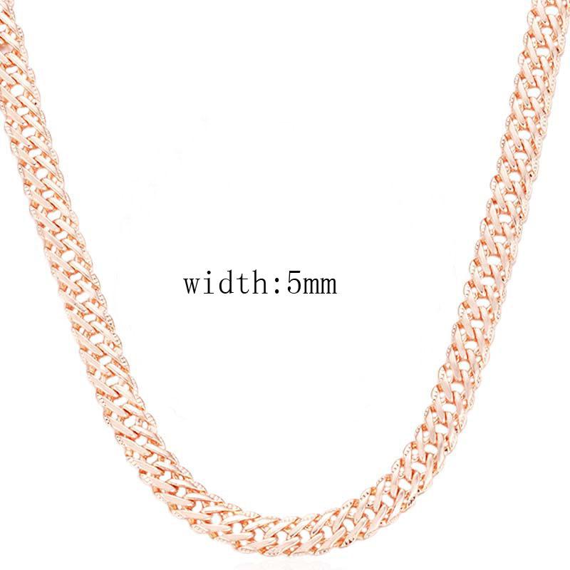 5mm 14K Gold Unisex Carved Twisted Rope Chain Long Necklace