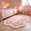 Meisjesachtige Stijl Tapijten voor Woonkamer Roze Bloemen Slaapkamer Decoratie Tapijt Pluizig Zacht Onregelmatig Nachtkastje Tapijt Huis Verdikken Vloermat