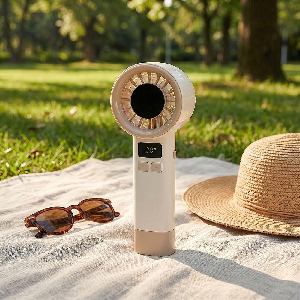 199 Wind Speeds Portable Hand Fan USB Rechargeable Adjustable Mini Bladeless Personal Fan Quiet Operation with Handle Rope