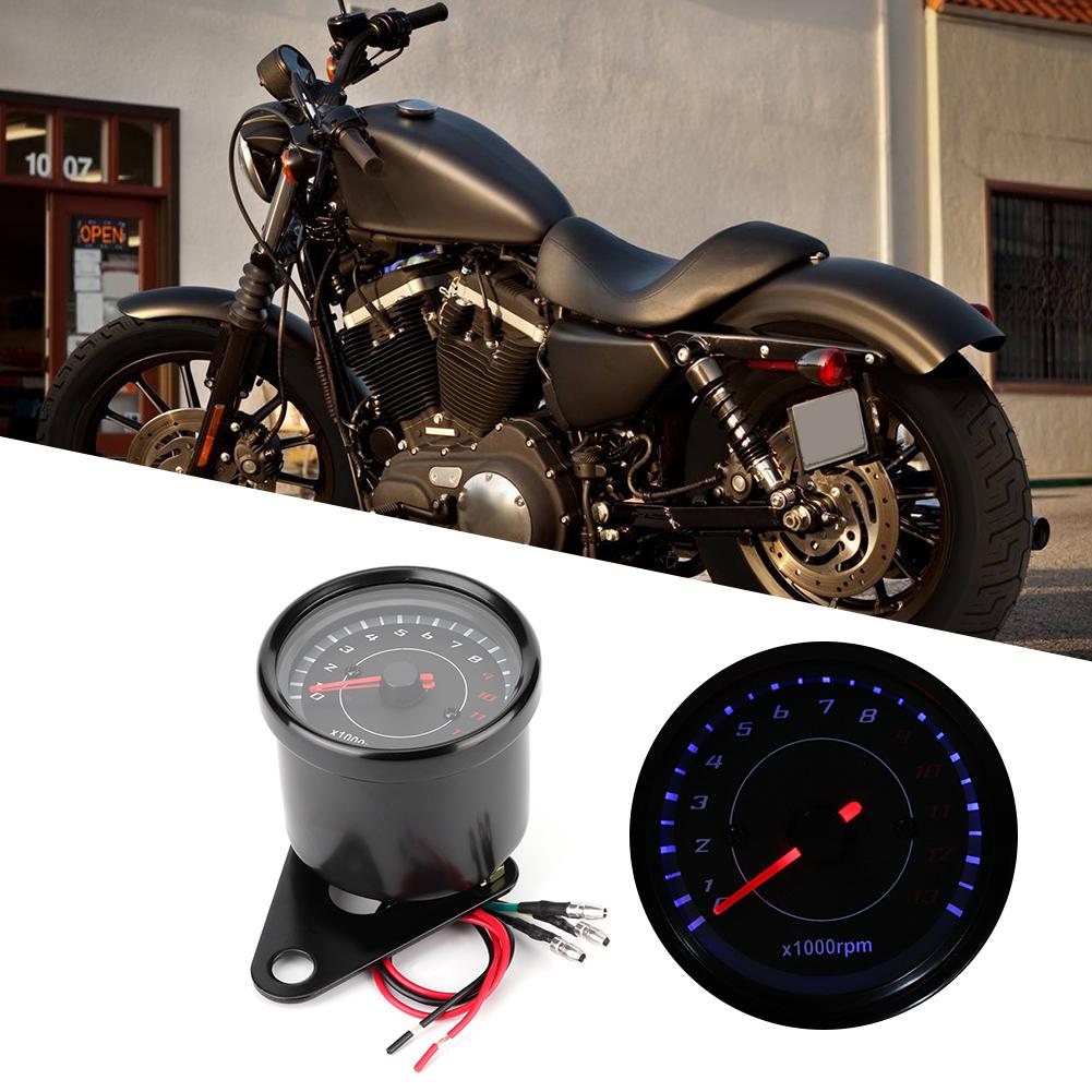 Universal 12V Vintage Motorcycle Tachometer Gauge LED Backlight Auto Accessory Black