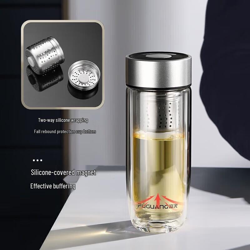Fuguang Double-Layer Glass Magnetic Tea Infuser Cup