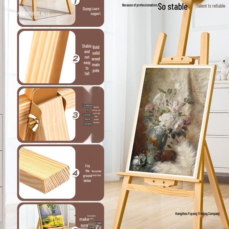 Children's Wooden Easel Art Set: Sketching & Painting Stand for Watercolors and Oils.