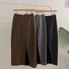 Honey J WoMen Leather Long Skirt Side Slit S M