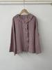 1116 Autumn New Women's Lotus Leaf Collar Top Cardigan ins Linen Long Sleeve Shirt Loose Shirt Niche