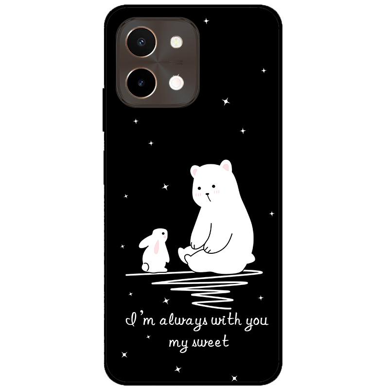 For Vivo Y28 4G Case 6.68'' Black TPU Silicon Cartoon Protection Cover for VivoY28 Y 28 4G Shockproof Capa Wolf Animals Soft Bag