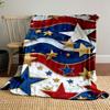 Patriotic Stars and Stripes Design Patterned Blanket, Flannel, Suitable for All Seasons, Home Decor, Warm and Cozy