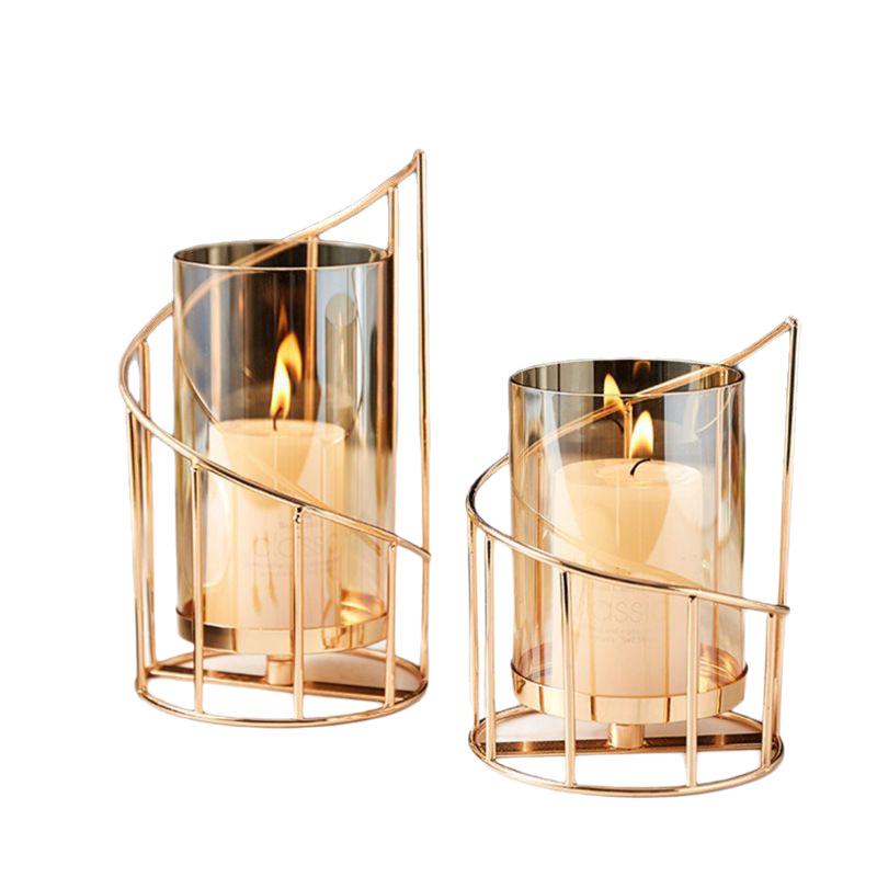 Nordic Romantic Wrought Iron Candlestick Holder - Elegant Candlelight Decor for Living Room & Dining Table