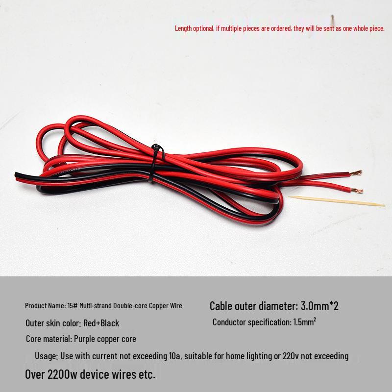 Handmade DIY 1mm Copper Core Wire Toy - Red/Black DC Circuit Leads