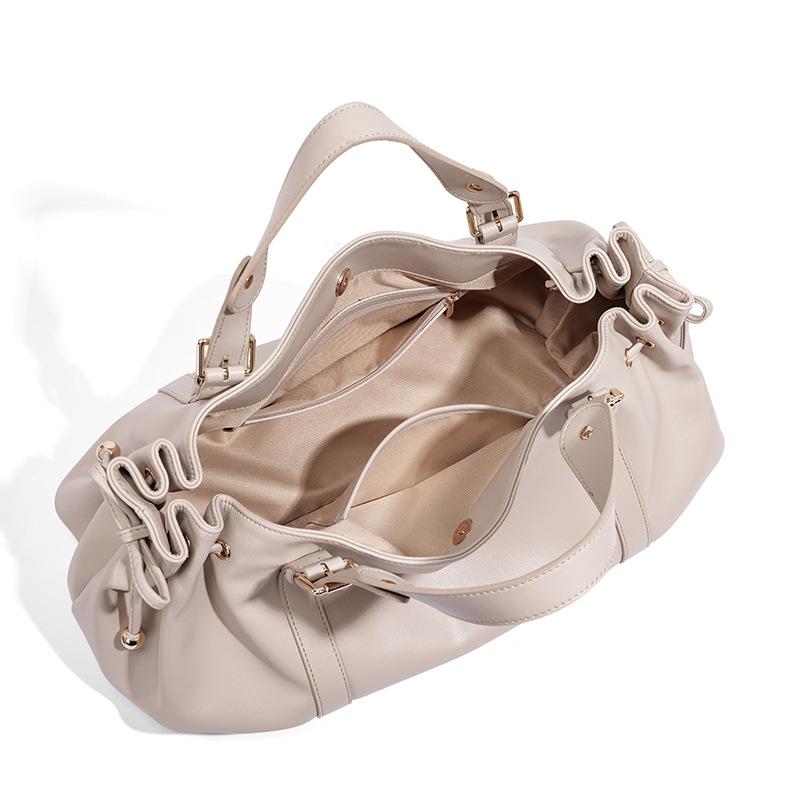Borsa a Tote di Lusso Vintage Popolare da Donna in Morbido PU Monocolore Grande Capacità Essenziale Quotidiana Casual Borsa a Spalla