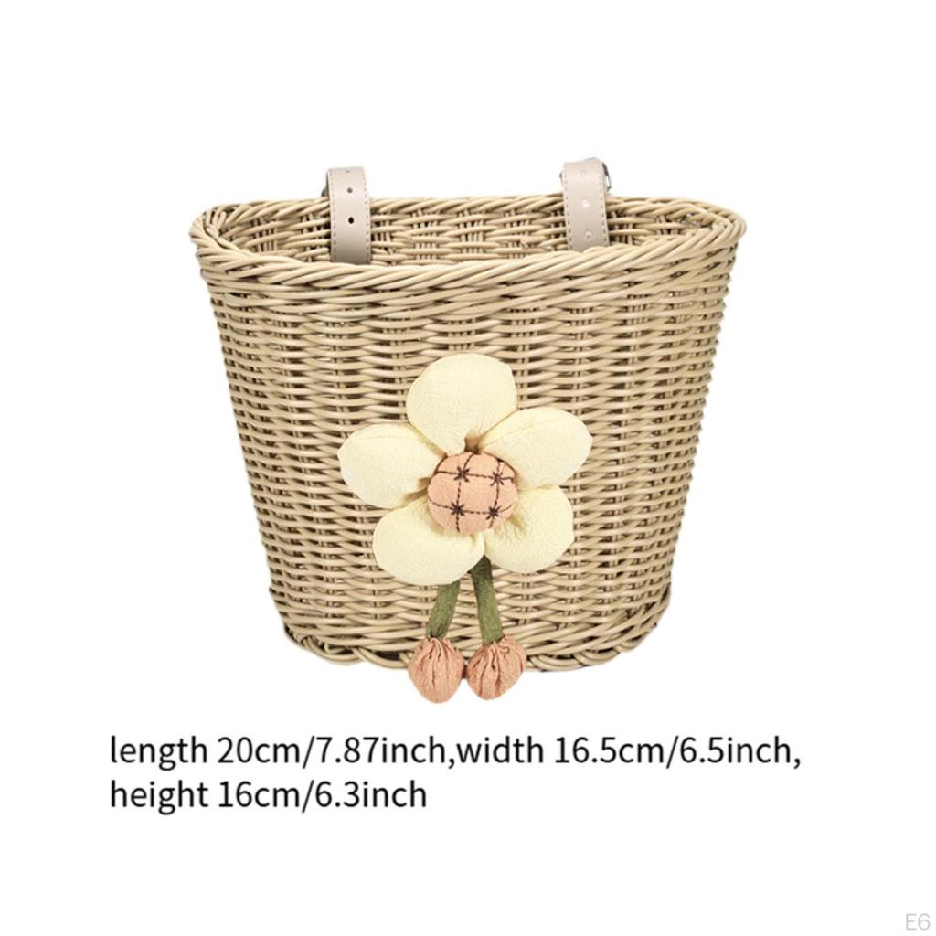 Kids Bike Basket Easy to Install Woven Front Bicycle for Children