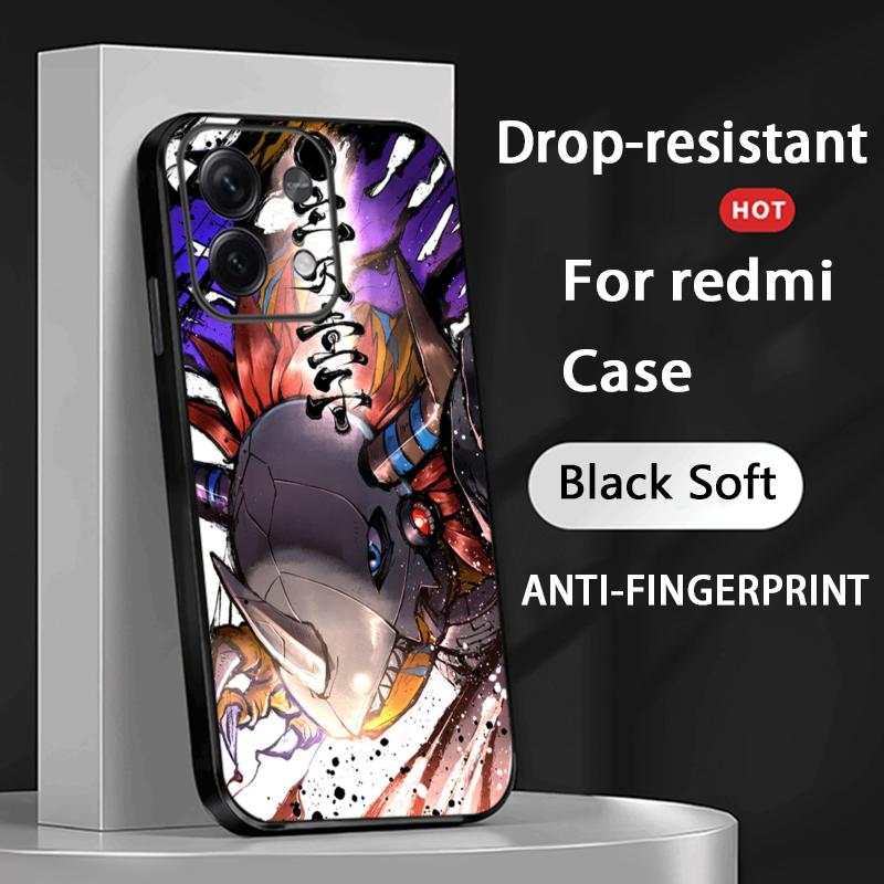 Classic Anime Digimon Japan Art Poster Phone Case For Redmi Note 14 13 12 11 Pro Plus S 5G 14C A3 Soft Black Phone Cover