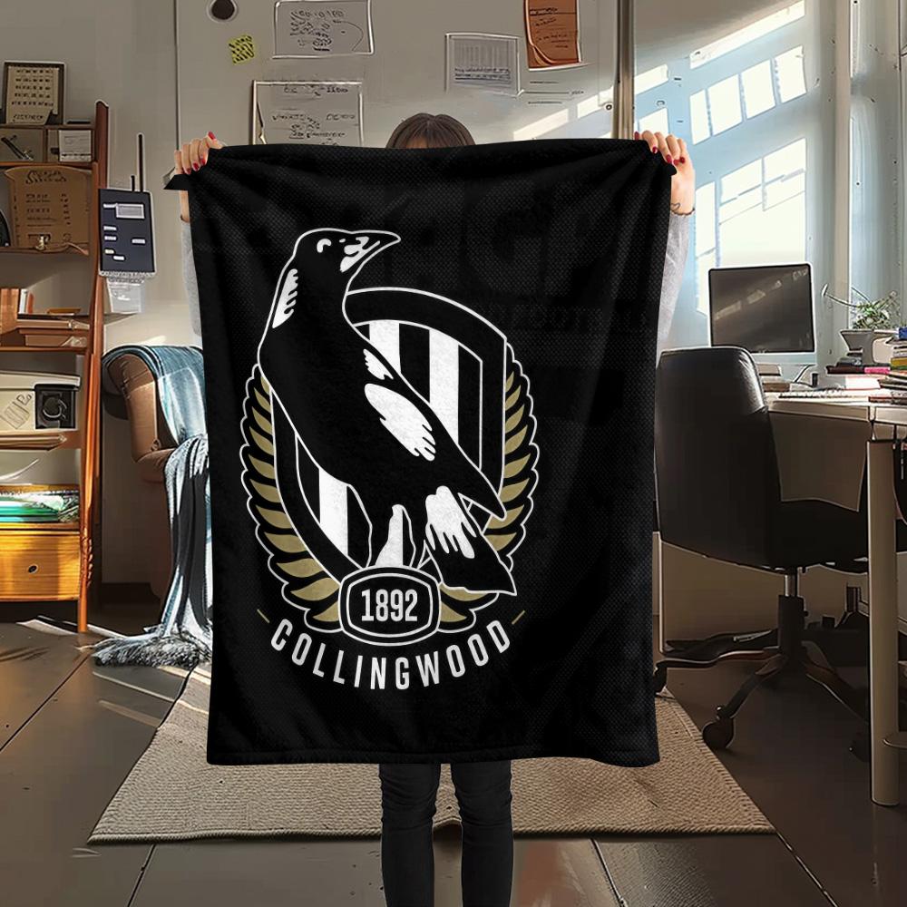Collingwood Magpies  Print Flannel Blanket, High quality Comfortable for All Seasons, Home Decor, Warmth and Comfort