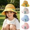 Toddler Sun Hat Mesh Hats for Kids, UV Protection Fishing with Cartoon Dinosaur Prints, Wide Brim Cap Bucket Hat, Open Top Breathable Foldable Summer