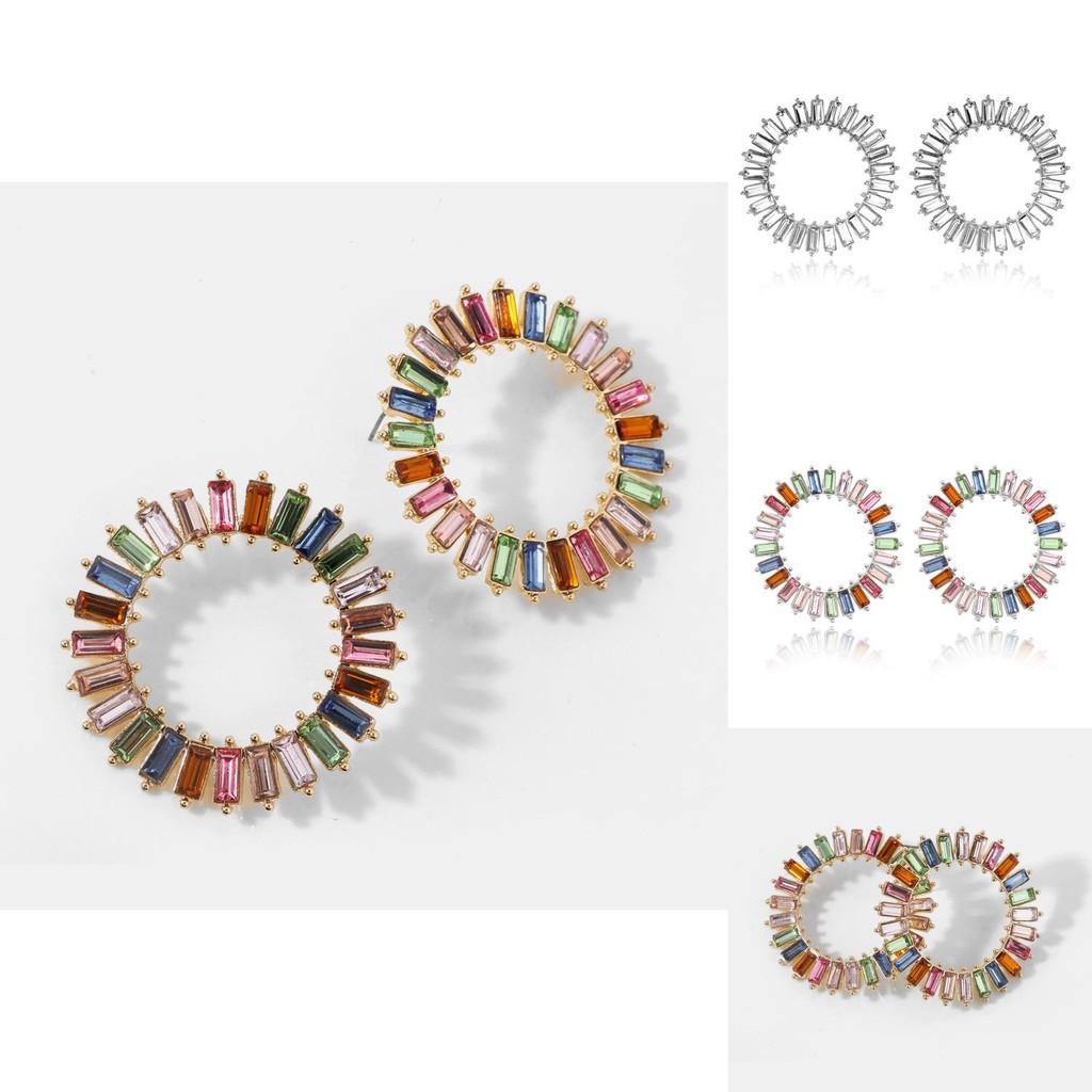 Elegant Round Alloy Crystal Earrings Perfect For Weddings And Celebrations