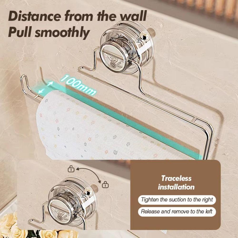 Strong Suction Cup Cling Film Storage Rack Wall Mounted Paper Towel Hanger  Washroom