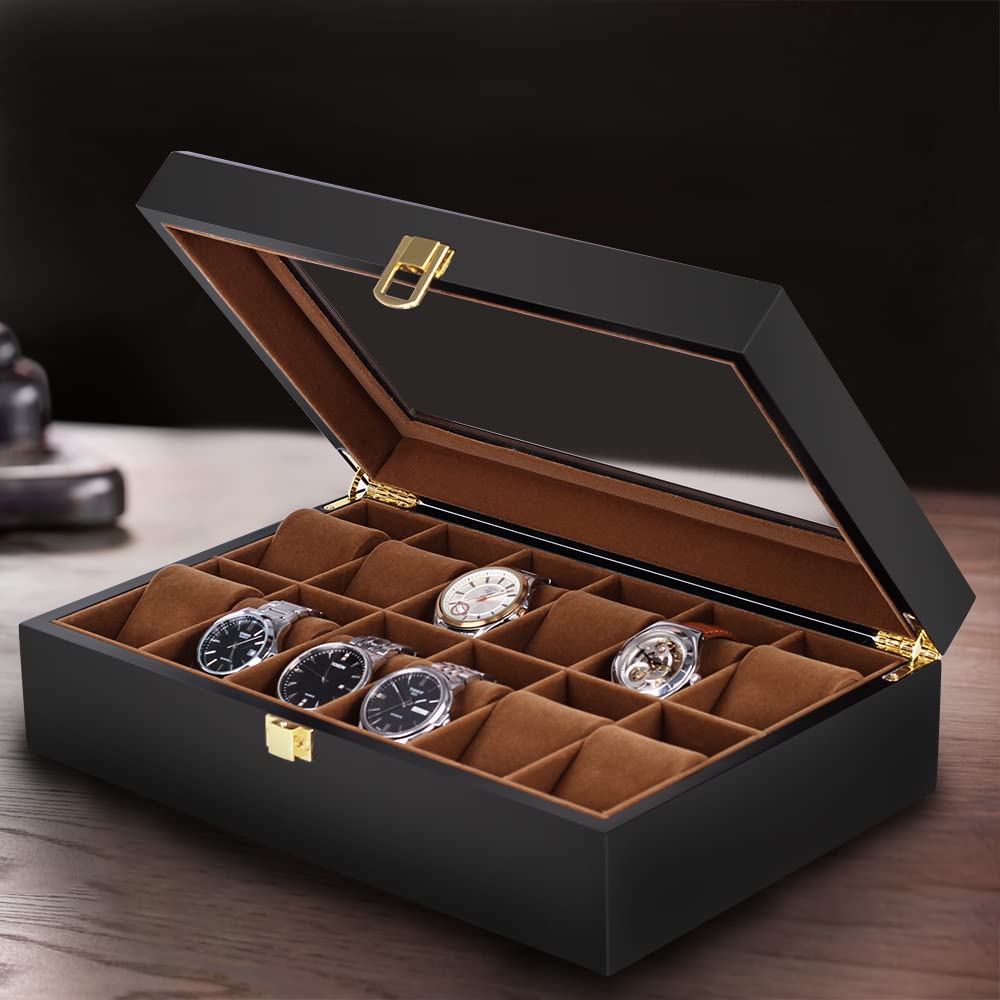 Baskiss Luxury Wooden Watch Storage Collection Watch Display 12-Watch Case, Box, Case,