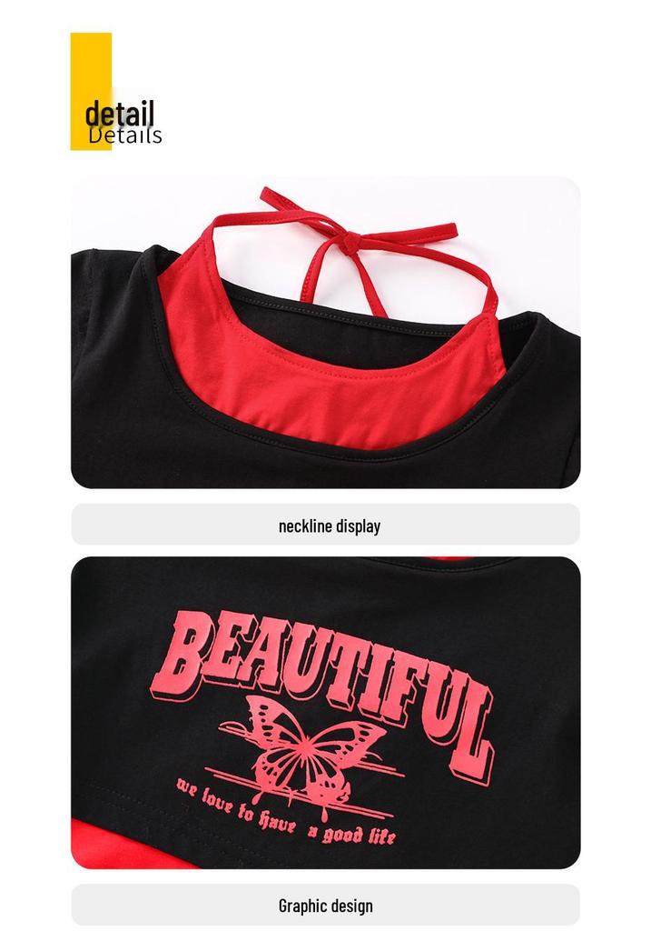 Kids' Hip Hop Dance Outfit: Boys' Trendy Set & Girls' Crop Top with Cargo Pants - Summer Jazz Performance Wear
