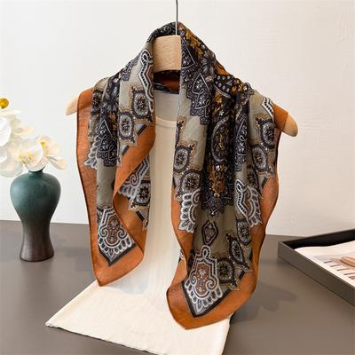 Quadratisches Tuch Seide Damen Kopfschal Mode Wickeltuch Luxus Haarprint Hals Dünne Schals Hijab Bandana Pashmina Stirnband Halstuch