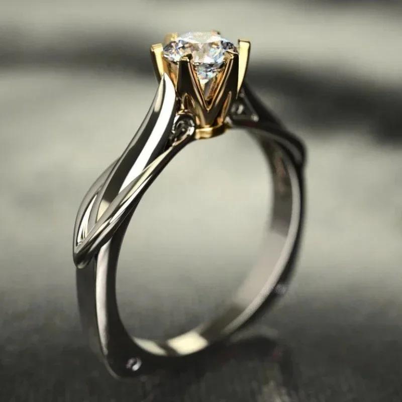 2026 New Personalized Bicolor Women s Wedding Ring Luxurious Paving Cubic Zirconia Proposal Fashion Zircon Wholesale 10