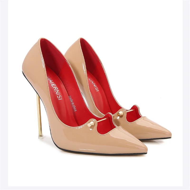 Pantofi stiletto metalici subțiri de 12 cm, sexy de vară, pantofi stiletto pentru femei, cu curea pe gleznă, fetiș, cu vârf ascuțit, negri, unisex