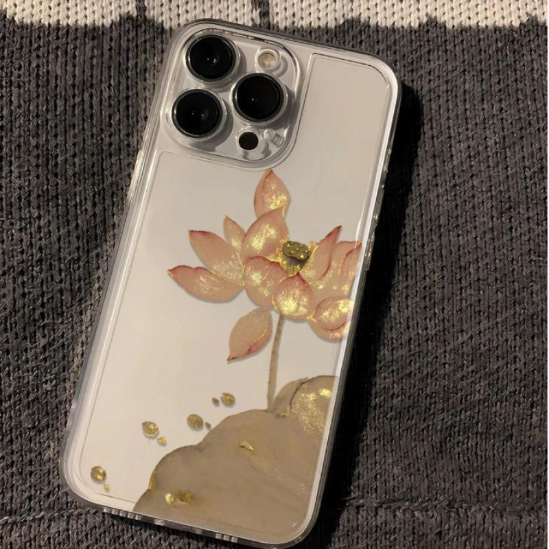 

Прозрачный силиконовый чехол Golden Lotus для Apple iPhone 15 Pro Max, 14 Plus, 13 Pro, 12/11. iPhone 14
