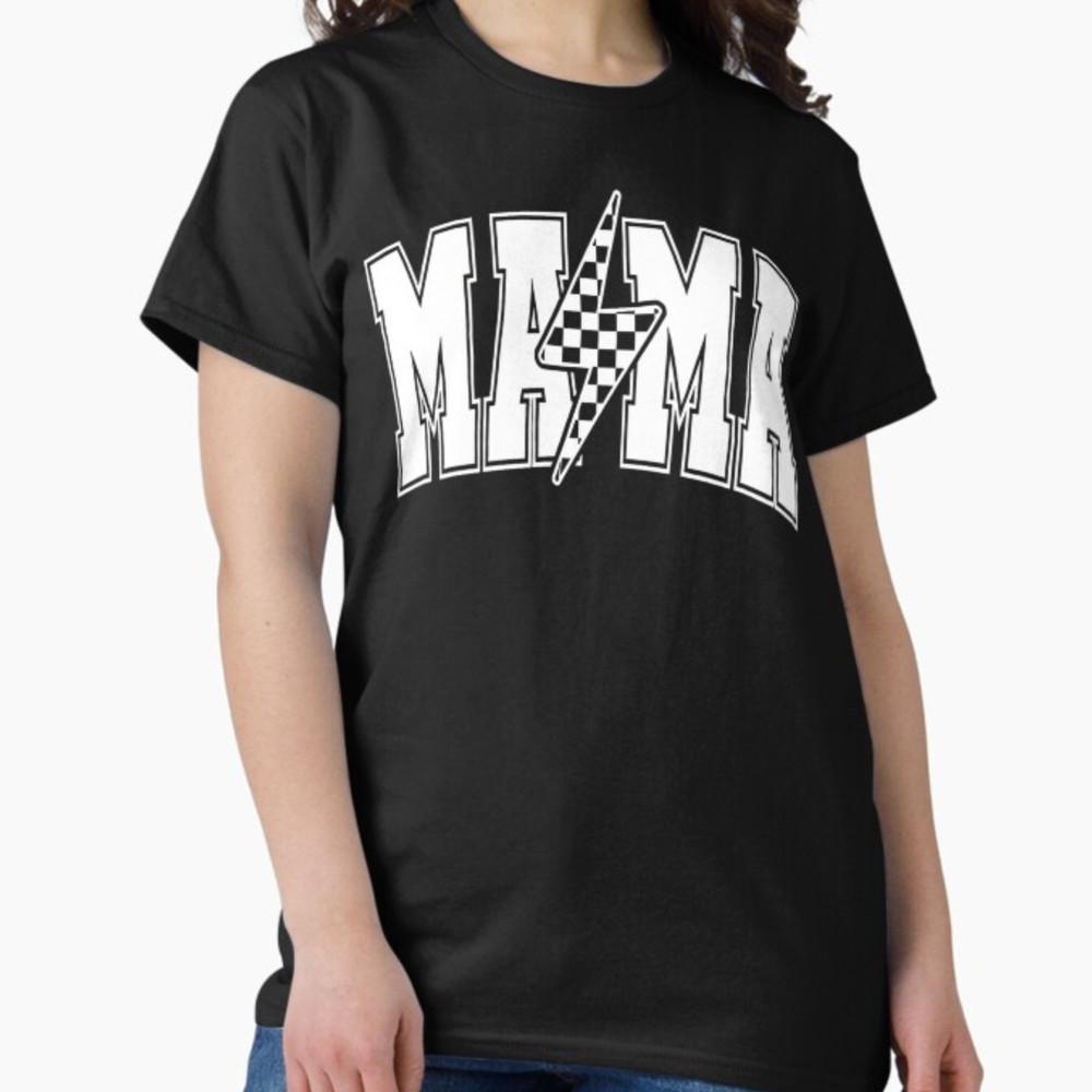Mama Lightning Bolt Checkered Varsity Mom Women Mother s Day T-Shirt Unisex T-Shirt L