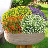 20 Artificial Flowers For Outdoor Home Decoration, UV Resistant Artificial Plastic Green Shrubs For Hanging Garden Porch Window Frame Decoration,