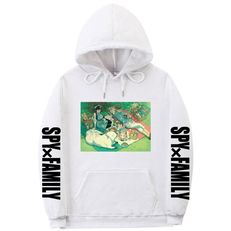 Spy X Family Anime Print Hooded Sweatshirt Men Women Oversized Fleece Pullover With Ribbed Hem