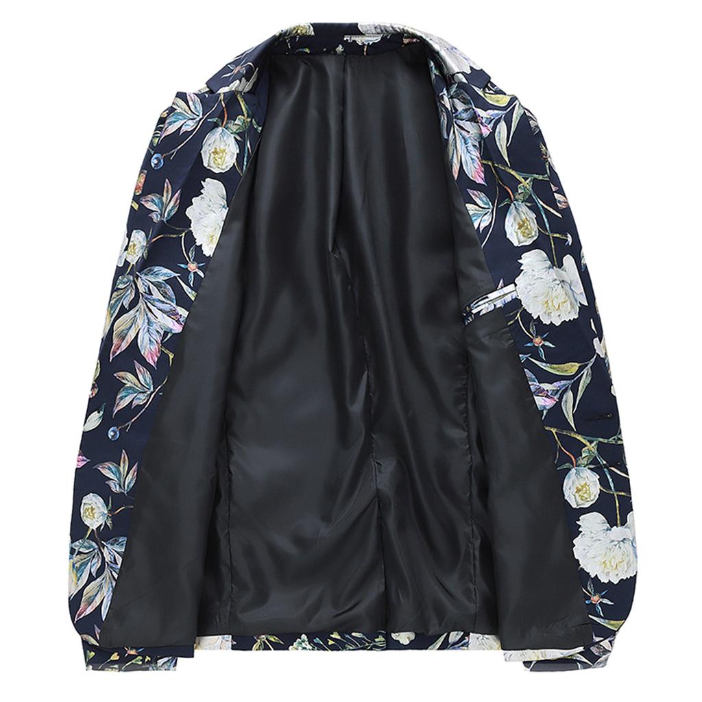 Herr Casual Business Bröllop Långärmad Blommig kostym kappa Jacka