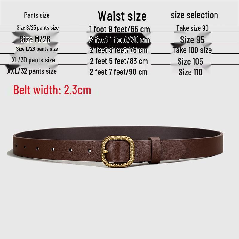 

Женский ретро коричневый кожаный ремень - Гонконгский стиль, Универсальная корейская версия, Идеально подходит к джинсам или юбкам, Модный для 2025 года. 95 cm коричневый