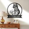 Personalized Cat Metal Sign Custom Text Handmade Wall Decor Durable Outdoor Indoor Art