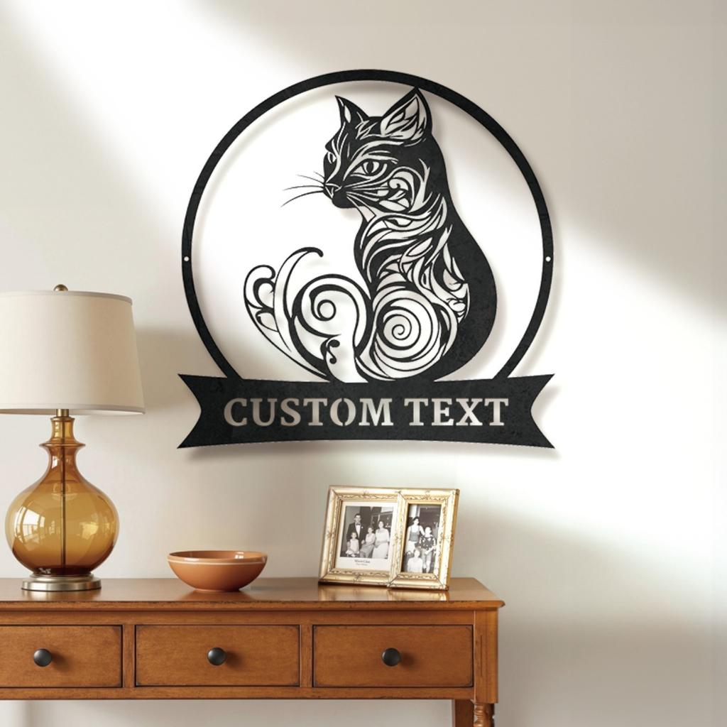 Personalized Cat Metal Sign Custom Text Handmade Wall Decor Durable Outdoor Indoor Art