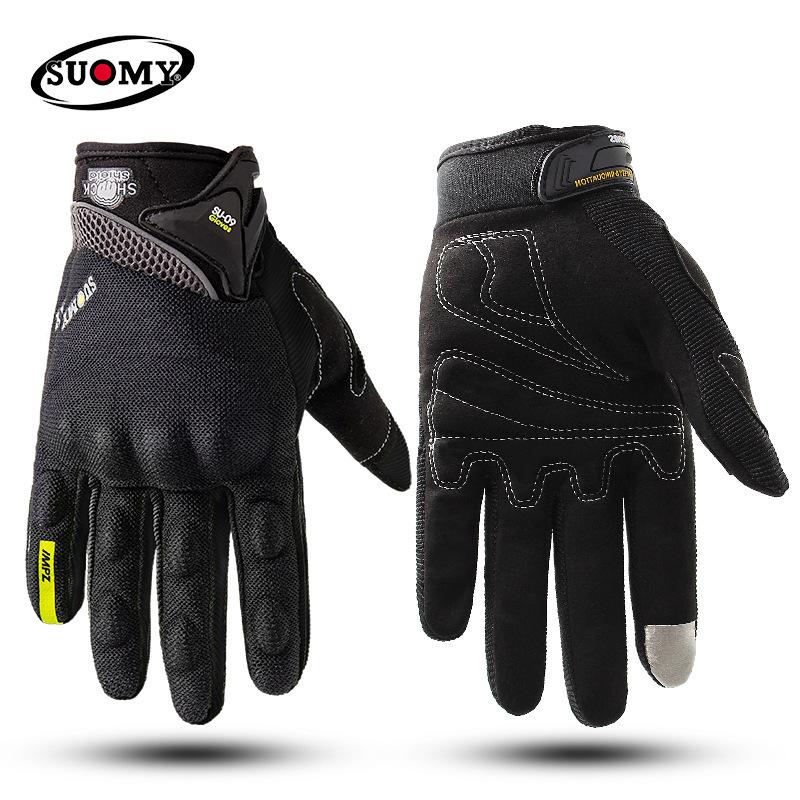 Guantes de motocicleta para hombre y mujer equipo de piloto para montar anticaída antideslizantes pantalla táctil locomotora carreras guantes de dedo completo cuatro estaciones