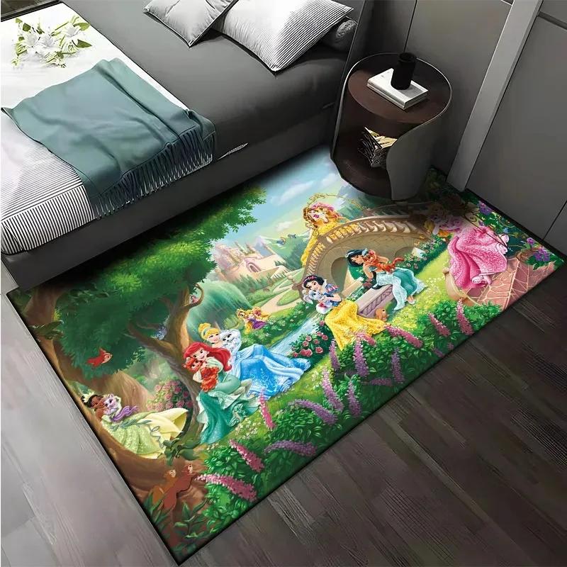 Disney Prinzessinnen Druck Teppich für Wohnzimmer Schlafzimmer Mädchenzimmer Heimdeko Rosa Zimmerdeko Bereichsteppich Rutschfeste Matte