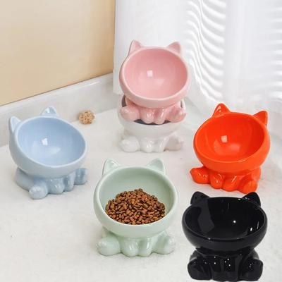 Kedi Kabı Evcil Hayvan Aksesuarları Seramik Diyagonal Yüksek Ayaklar Sevimli Koruma Servikal Omurga Köpek Kabı Su İçme Kabı Evcil Hayvan Malzemeleri