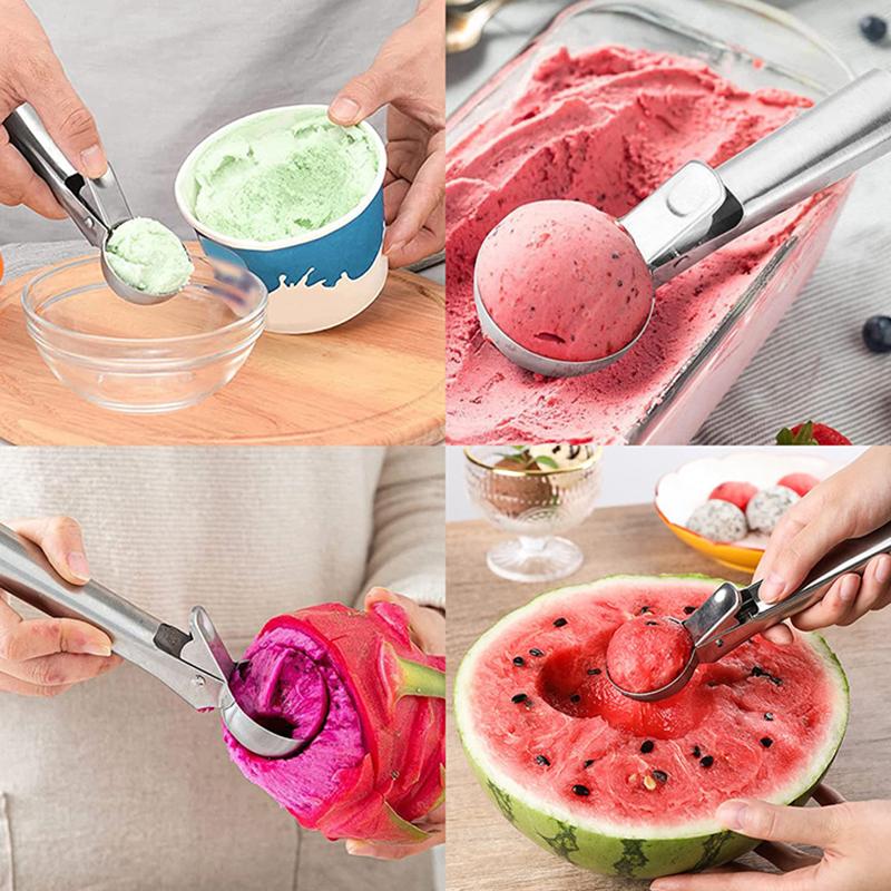 2PCS Stainless Steel Ice Cream Spoon Multi-purpose Ball Digger Scoop Suitable for Gelato Sorbet Frozen Yogurt Kitchen Gadget ZYF