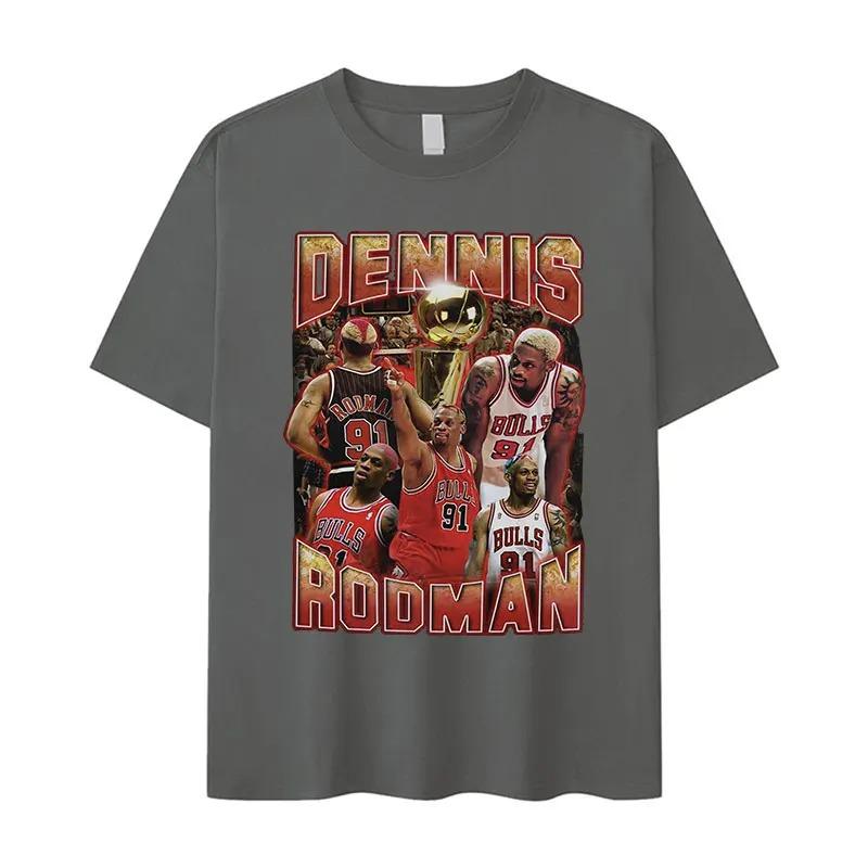 

Dennis Rodman Chicago Bulls 91 Vintage Bootleg Basketball Graphic T-Shirt, Oversized NBA Streetwear Tee, Unisex Casual Top XXXL рожевий