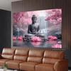 2D Zen Buddha Tapestry Cherry Blossom Waterfall Backdrop Cloth for Living Room