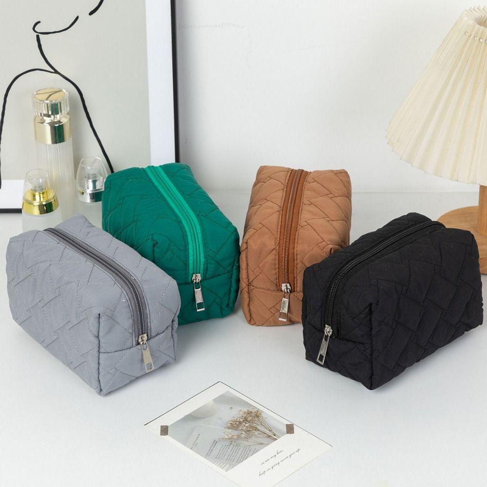 High Appearance Large Capacity Cosmetics Storage Bag Zipper Clutch Solid Color Makeup Bag Travel Organizer Wash Pouch Cosmetics