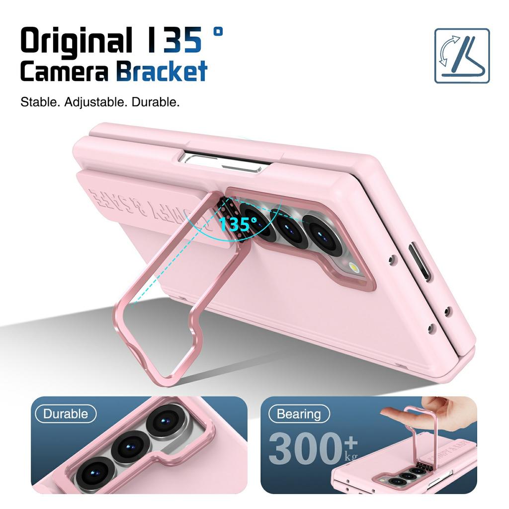 For Samsung Galaxy Z Fold6 5G Case Lens Kickstand Hinge Protection PC Phone Cover with Screen Film