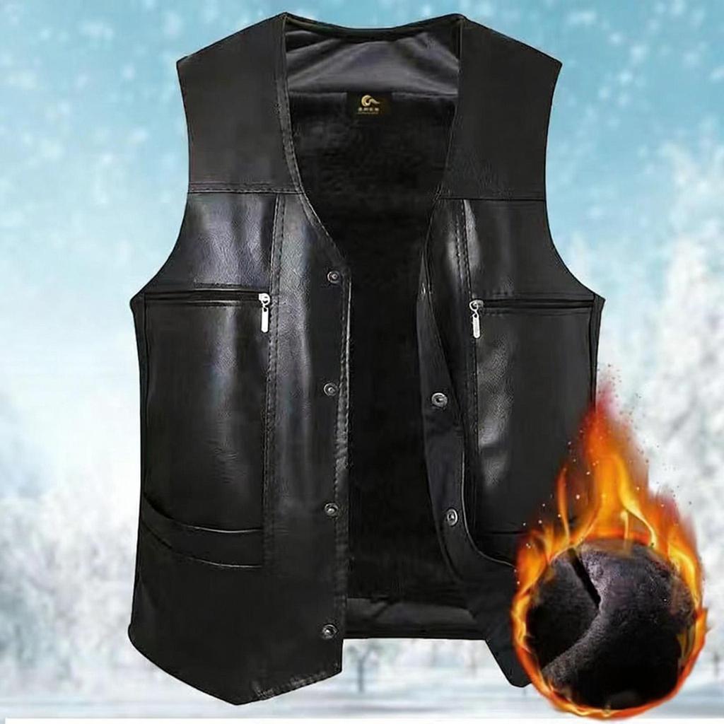 Men's Sleeveless V,neck Vest  Casual And Comfortable Fleece Lined Vest Jacket