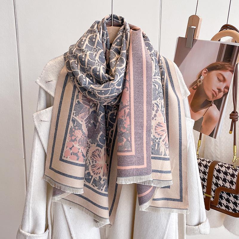 Scarf Women'S Air-Conditioned Room Shawl Thick Imitation Cashmere Thickened Windproof Scarf Letters